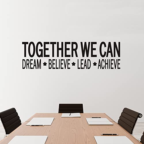 VODOE Together We Can Dream Believe Lead Achieve Wall Decals Office Meeting Room Wall Stickers Inspirational Motivational Art Vinyl Office Teamwork Quotes Business Wall Decor 25"X7"