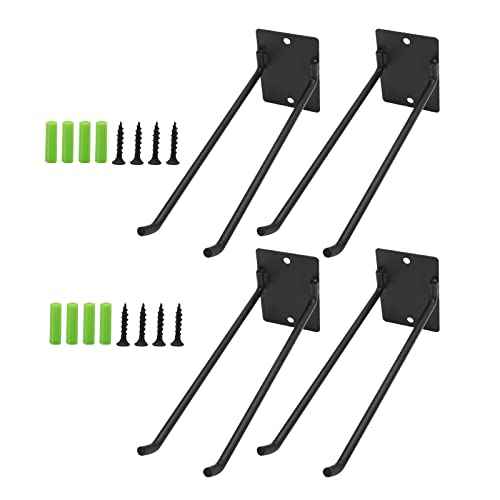 4PCS Garage Storage Hooks (Hook Length: 9.84"/25cm) Wall Mount Garage Storage Organizer Steel Hooks Application for Shovels, Rakes, Garage Tools, Garden Tool
