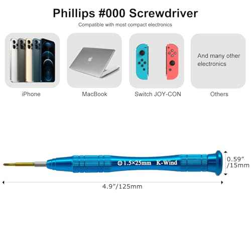 Precision Phillips Screwdriver #000, Small Phillips Screwdriver PH000/1.5mm Compatible with iPhone MacBook DJI Propeller & Switch, S2 High Alloy Steel Head, Magnetic Tip, 360¡Æ Swivel Cap