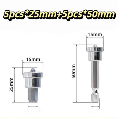 10pcs Magnetic Drywall Screwdriver Bits Set, PH2 Hexagonal Handle, 25mm x 5 Pcs & 50mm x 5 Pcs