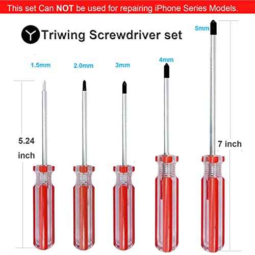 Triwing Screwdriver Set 5 Sizes 1.5mm 2mm 3mm 4mm 5mm, 5in1 3 Point Screwdriver Kit Magnetic Point Y Shaped Tri Point Tip Screwdriver Set