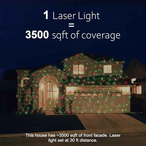 Christmas Projector Laser Lights Outdoor - Outlet Timer and Remote Included - 18 Patterns - Red and Green