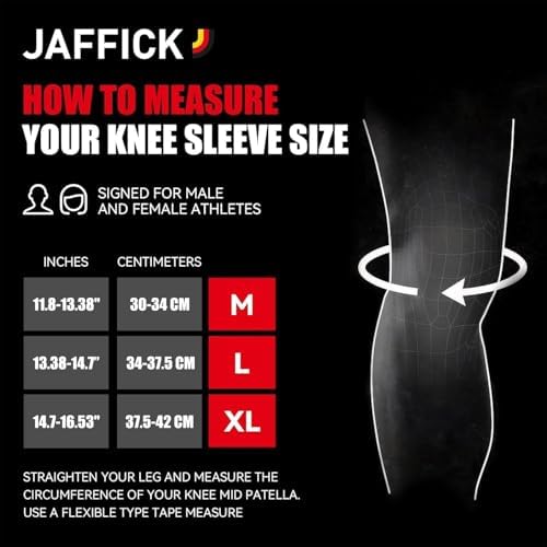 Jaffick 7mm Neoprene Knee Sleeves Support (1 Pair) & Compression Wraps - Lifting Sleeve for The Best Squats Weightlifting, Powerlifting Squats, Fitness for Men & Women