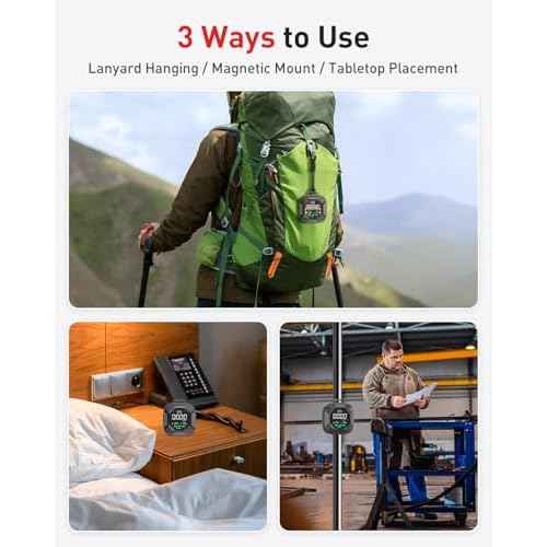 Portable Carbon Monoxide Detector Travel, Rechargeable 3-in-1 CO, Temperature & Humidity Meter, Custom Alarm Thresholds, 240h Standby, for Hotel Room, Camping, Outdoor Black