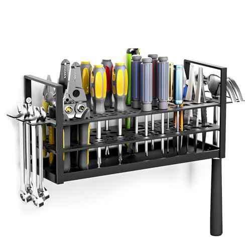56 Holes Screwdriver Organizer Holder, Metal Screw-Driver Storage Rack Wall Mount for Hex Cross RC Kit, Hand Tool stand for Workshop,Workbench