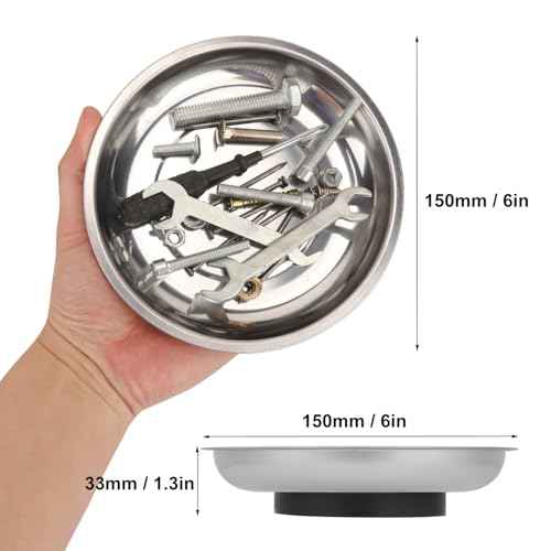 5 PCS 6 Inch Round Magnetic Parts Trays, Stainless steel 6 Inch Magnetic Tray, Magnetic Parts Tray, by GENHAKON
