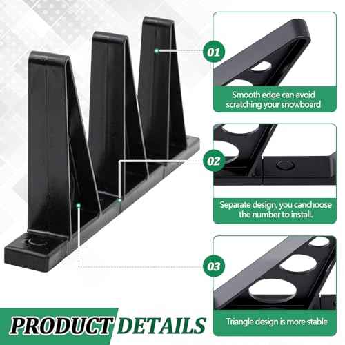Ski Wall Rack Horizontal Ski Rack Wall Mount Hockey Stick Storage, Garage Storage for Sports Equipment, Skates, Lacrosse Sticks, 3 Tiers