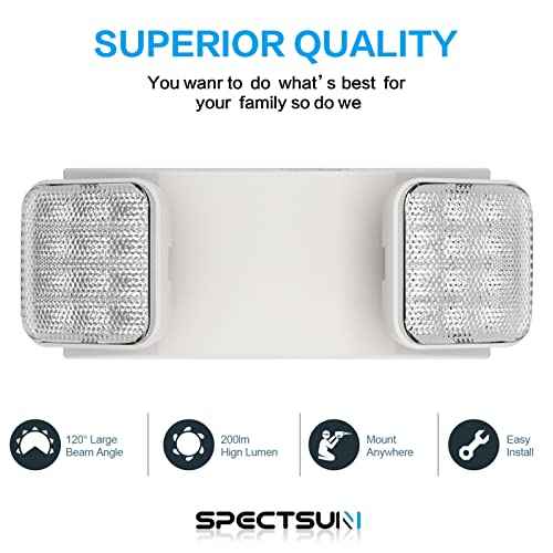 1 Pack Commercial Emergency Light with Battery Backup, Emergency Lights for Business-Hard Wired, UL 924 Certified,AC 120/277V,Two Head Adjustable LED Emergency Lighting.