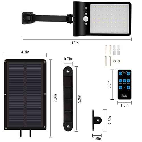 Aqonsie Solar Lights Outdoor with Remote, 180¡Æ Adjustable 56LED Solar Flood Light, Outside Security Motion Sensor Lights Outdoor with 3 Lighting Modes for Backyard,Gutter,Garden,Front Door 4 Pack