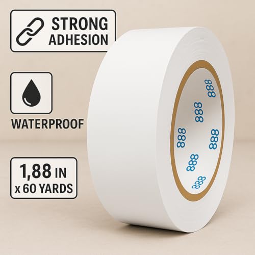 MG888 Multi-Purpose Duct Tape 1.88 Inches x 60 Yards, Crafts, Repairs & DIY Projects, 1 Roll (White)