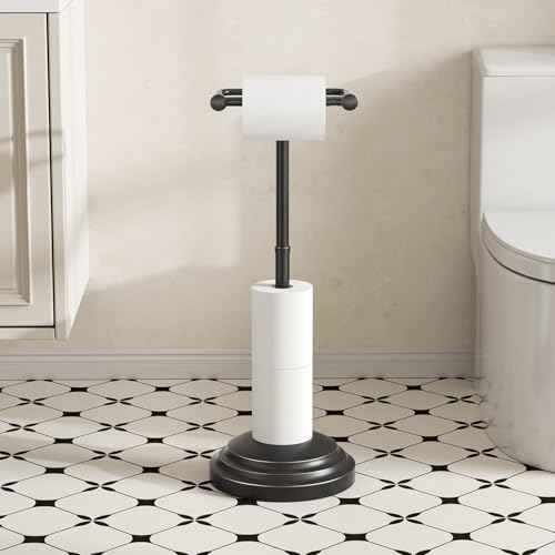 Bathroom Toilet Paper Holder Stand, Oil Rubbed Bronze Toilet Paper Holder Free Standing, Stainless Steel Pivoting Toilet Tissue Roll Holder£¬Adjustable Height (14 to 24 Inch) Paper Holder
