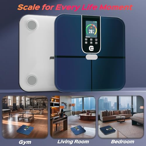 Scale for Body Weight and Fat, Lepulse 3.35" Color TFT Display Scale with Bmi Body Fat Muscle Mass, Smart Body Fat Scale with 22 Body Composition Metrics BMI Heart Rate, Bathroom Digital Scale 400lbs