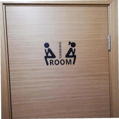 Black Funny Toilet Decals Wall Decor, Removable Thinking Room Ladies Gents Stickers Mural for Washroom Bathroom Wc Sign Home DecorationDeft Processed Toilet Accessories