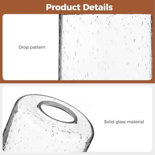 6 Pack Seeded Glass Lamp Shade, Cylinder Bubble Glass Shades Replacement Light Fixture Globe, 6 x 4 Inch Glasss Lampshade Globe Cover with 1-5/8 Fitter for Chandelier Pendant Wall Sconces