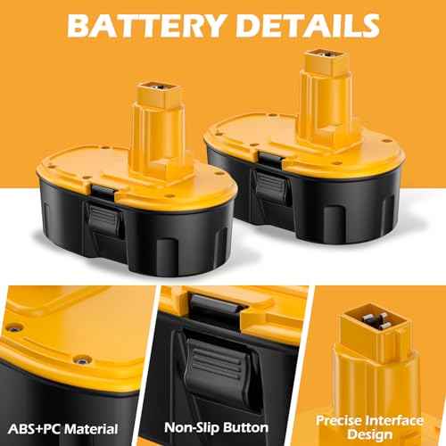 Bonacell 2Pack 5000mAh Nimh Replacement for Dewalt 18V Battery DC9096 DC9099 DC9098 DC9099 DW9095 DW9096 DW9098 DE9038 Cordless Power Tools