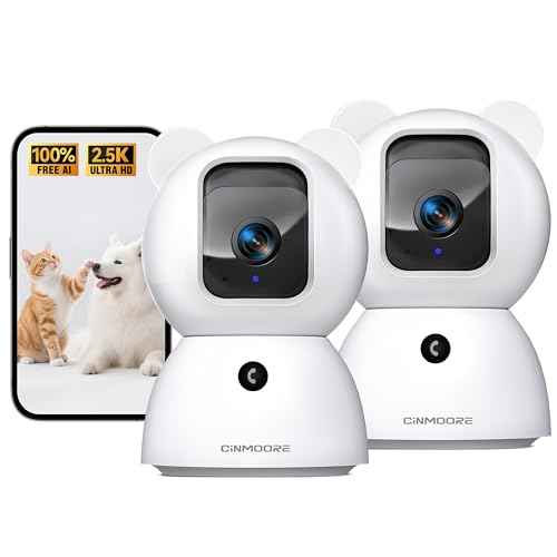 2.5K Indoor Camera 2pack, Non-Subscription AI Person/Pet/Cry Detection, 4MP Pet/Dog/Cat/Baby Camera w/Phone App, Pan Tilt 2.4GHz WiFi Cameras for Home Security, Night Vision, Full Duplex 2-Way Audio
