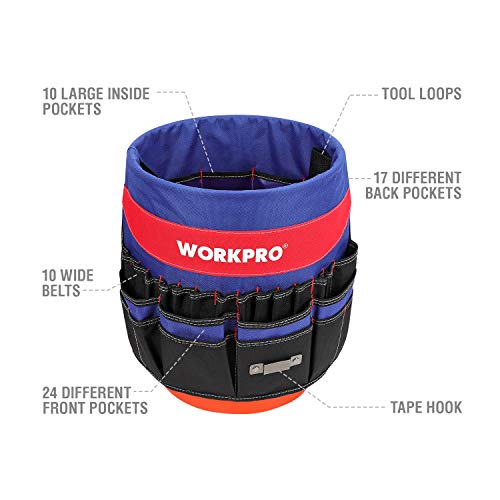 WORKPRO Bucket Tool Organizer with 51 Pockets Fits to 3.5-5 Gallon Bucket (Tools Excluded)