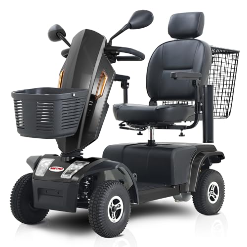 Metro Mobility Powered Mobility Scooters, 4 Wheel Mobility Scooters for Adults, 350 lbs Capacity Folding Mobility Scooter, 25 Miles Long Travel Range Scooter for Seniors Black