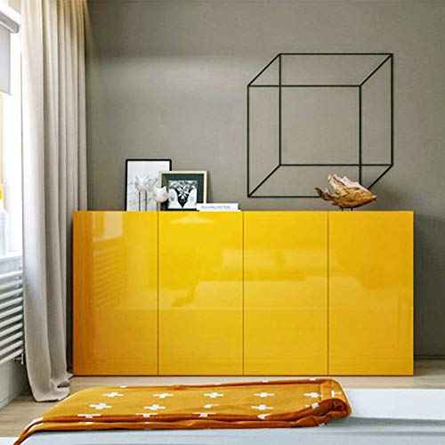 LACHEERY Glossy Yellow Contact Paper Decorative Self Adhesive Countertop Contact Paper Waterproof Wallpaper Peel and Stick Shinny Wall Paper Roll for Kitchen Cabinets Furniture DIY Project 15.8"x80"