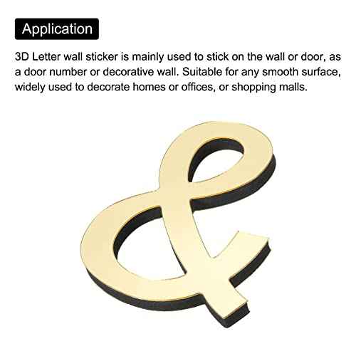 PATIKIL 3D Acrylic Alphabet Mirror Wall Stickers Symbol & Self-Adhesive Home Decor Letter Sign Art Sticker Decal for DIY Home Decoration Light Gold