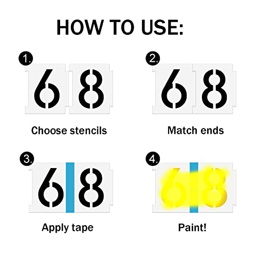 YEAJON 3 Inch Curb Stencil Kit 0-9 Address Number Stencils, 20Pcs Reusable 14 Mil Mylar Plastic Templates for Painting on Road, Wall, Wood, Mailbox