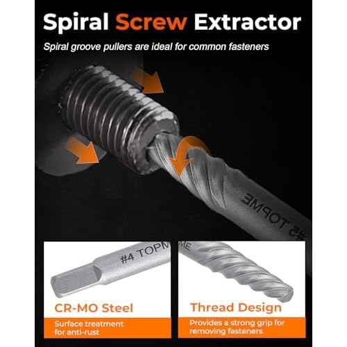 Screw Extractor Set, 7PCS Easy Out Screw Extractor Set, Stripped Screw Extractor for Removing Damaged Screws, Broken Bolts, Studs