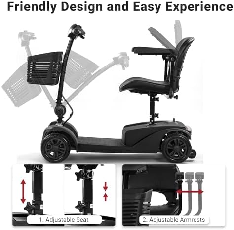 15-25 Miles Long Range Mobility Scooter,Weight Capacity 300 LBS+ Powered Mobility Scooters for Seniors, Compact Duty Mobile for Travel with LED Headlight and Detachable Basket