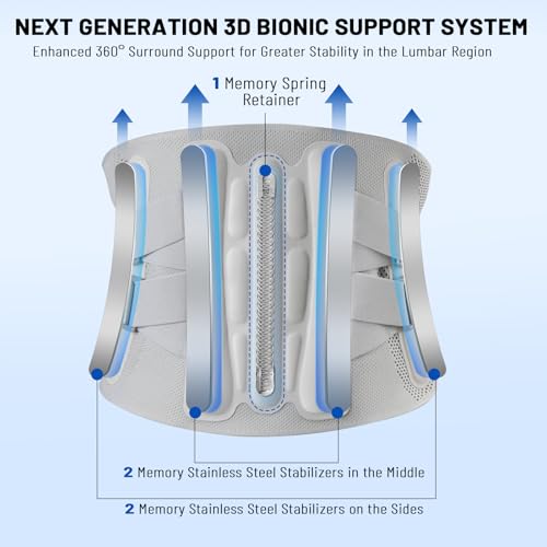 Comfortable Breathable Adjustable Back Brace-Size L(Belly 37.4-45.3 in),Featuring Adjustable Pressure Strap,4 Steel Stays,and Spring;Perfect for Office,Gym,and Driving.