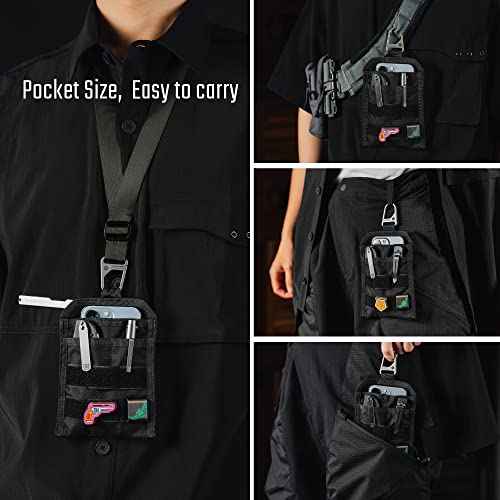 TACTICAL GEEK EXT3 EDC Pouch, Lightweight Organizer Pocket, Portable Nylon Bag with Independent Pocket for Multi-Purpose Daily Utility Tool & Small Gear Storage Carry - Black