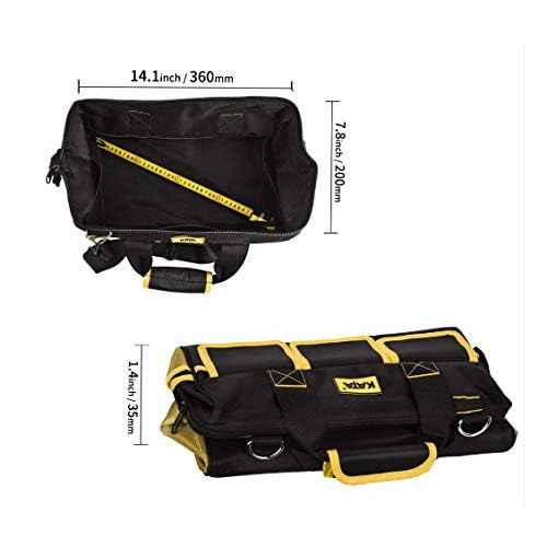 KATA 16 Inch Heavy Duty Tool Bag with Wide Mouth for Tool Storage,Carrier and Organizer,Bag for Tools,Yellow