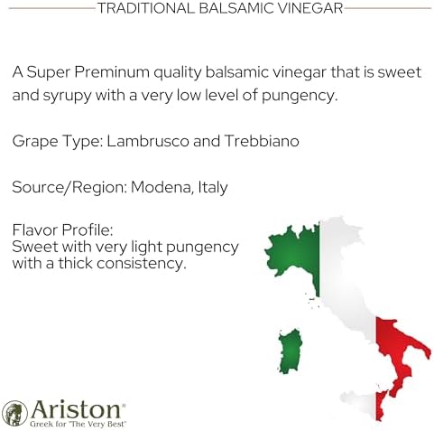 Ariston "The Very Best" Premium Balsamic Vinegar – Barrel Aged, Gourmet Quality, Product of Italy – Vegan, Gluten Free, GMO Free, No Added Sugar, All-Natural, 16.9 fl oz (500ml) Traditional - Pack of 1