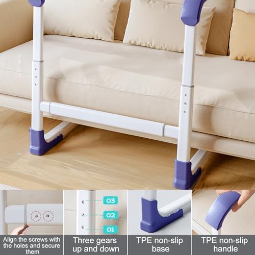 Glnnk Couch Stand Assist Aid for Elderly: Chair Lift Standing Assis Devices for Seniors Sit to Stand - Height & Width Adjustable Mobility Daily Living Aid Couch Cane Stand Up Assist (Blue)