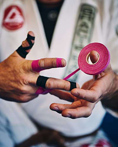 Bighorn Athletics Pro Series Jiu-Jitsu Finger Tape, 8-Rolls with Tin Holder, Enhanced Strength, Residue-Free (0.5-Inch, Pink)