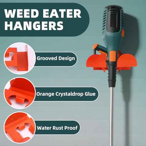Gugxiom 2Pcs Weed Eater Hangers, Weedeater Hanger Wall Mount Garage Organizer Trimmer Rack, Trimmer Storage Rack for Garage