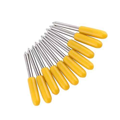 Garosa 10pcs Plotter Knife Roland Cutting Knife Tungsten Steel Lettering Blade Plotter Blade with Cutter Blade for Cutting Plotter Yellow Cap with Band Saw Blades (30¡Æ)