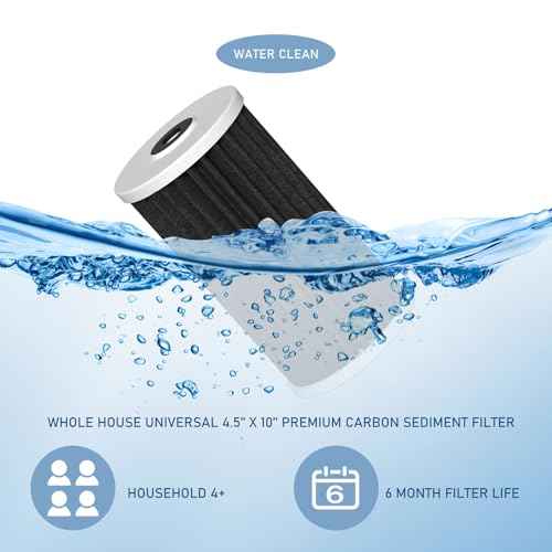 4.5"x10" 5 Micron Carbon Sediment Water Filter Replacement Cartridge Compatible with AO Smith, Whirlpool, Omni, Culligan Whole House Filtration Systems - AO-WH-PREL-RCP, 2 Pack