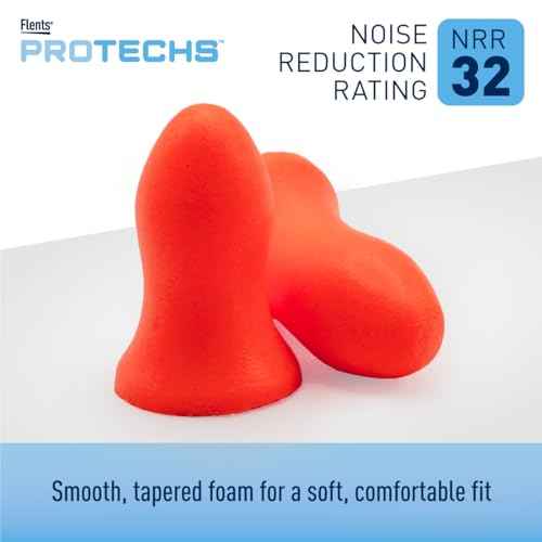 Flents Protechs Foam Ear Plugs, Contoured for Comfort, Ideal for Work with Loud Noise, Heavy Machinery, Construction, Studying & Traveling, NRR 32, Orange, Easy to Use, Made in The USA, 100 Pair