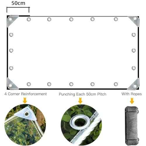 Clear Tarps Heavy Duty PVC, Transparent Tarp Durable Waterproof Dustproof Windproof, Tarpaulin with Grommets & Ropes for Greenhouse, Patio, Garden, Pavilion, Chicken, Porch, Outdoor (6 * 10foot)