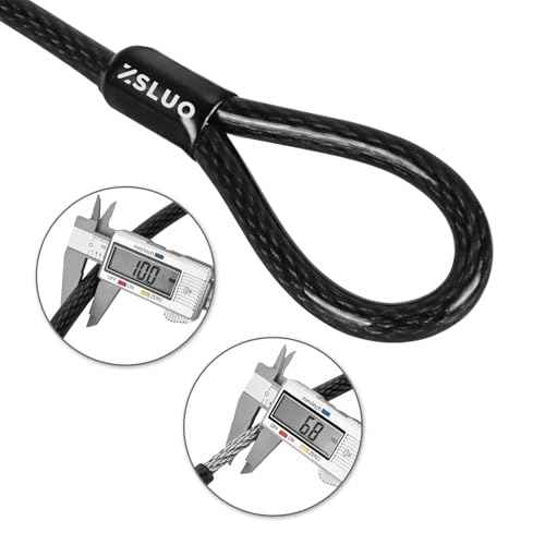Security Steel Cable with Loops - 3/8 inch (10 mm) 40 ft Heavy Duty Bicycle Chain with PVC-Coated Braided Cable and Ring Suitable for U-Locks and Padlocks(20/30/40 ft)