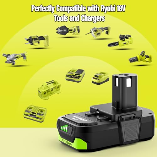 2-Pack 3.0Ah Replacement for Ryobi 18V Battery P103 P104 ? Extended Runtime & Wide Compatibility