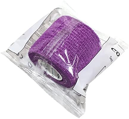 Self Adherent Cohesive Bandage 2"x5 Yards First Aid Bandages Stretch Sport Athletic Wrap Vet Tape for Wrist Ankle Sprain and Swelling,Purple(12 Rolls)