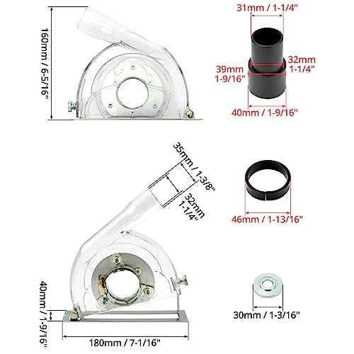 QWORK Cutting Dust Shroud for Angle Grinder 4-1/2" to 5", Transparent Cutting Dust Shroud Grinding Cover, Angle Grinder Dust Collection Attachment