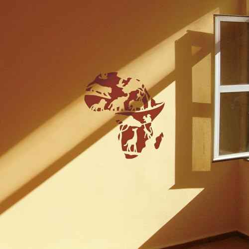 INFUNLY Africa Map Wall Stencil Africa Animals Wall Stencils for Painting 11.8X11.8 inches Reusable Africa Map Tile Stencil with Animals Pattern Elephant Lion Forest Drawing Stencils for Home Decor