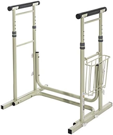 Essential Medical Supply's Height Adjustable Standing Toilet Safety Rail - Sturdy Frame with Foam Handles for Elderly and Seniors, Perfect for Added Safety and Support While Using The Toilet