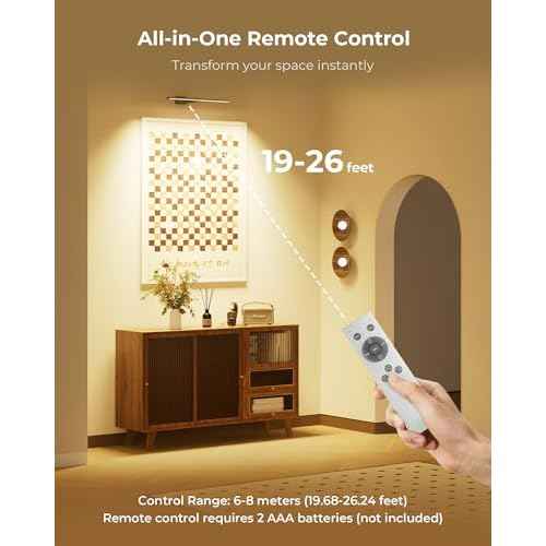 2 Pack Picture Light for Wall Rechargeable Art Light with Remote, 3 Colors & 5 Brightness Levels, 12000mAh Battery Operated Lights for Pictures,Painting,Gallery, Bedroom, Hallway, Frame, Living Room