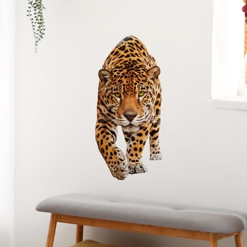 Removable Walking Tiger Wall Decal Wild Animal Tiger Vinyl Wall Sticker Peel and Stick Animal Wall Art Mural for Kids Bedroom Playroom Nursery Classroom