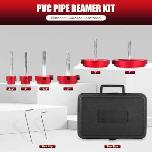 PVC Pipe Reamer Kit, Plastic Pipe Fitting Reamer Tool for Plumbing, 1 Blades PVC Fitting Saver for SCH40, ABS, CPVC Pipe, 6 PCS (3/4", 1", 1-1/2", 2", 3", 4")