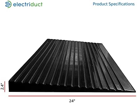 Electriduct 2.4" Non Slip Rubber Threshold Wheelchair Ramp for Accessibility | Use with Wheelchairs, Mobility Scooters for Home, Steps, Stairs, Doorways, Curbs - 40" W x 24" L Black