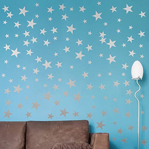 Star Wall Sticker Vinyl Decals for Nursery Bedroom Boys or Girls Room Playroom Classroom Living Room Silver 120pcs