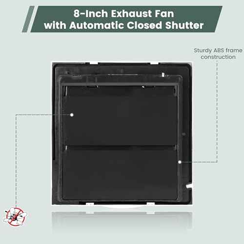 8" Shutter Exhaust Fan, 310CFM Window or Wall Mount Ventilation Fan for Greenhouse, Attic, Garage, Bathroom, Kitchen